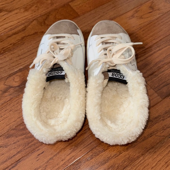 Golden Goose Superstar Sabot Shearling Sneakers White Taupe Suede Size 38-39 - Picture 7 of 14